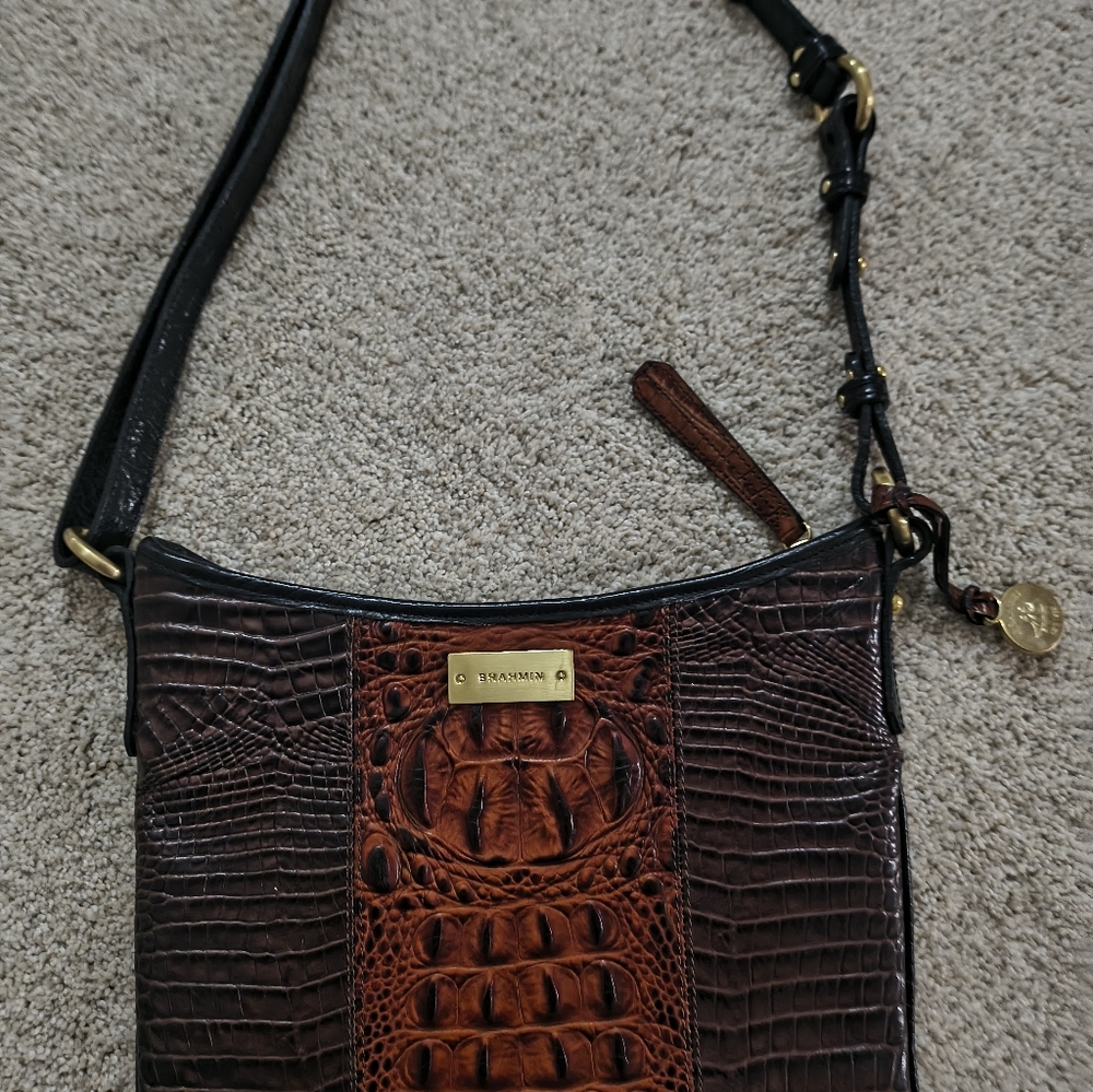 Brahmin Dark Brown Crocodile Shoulder Bag
